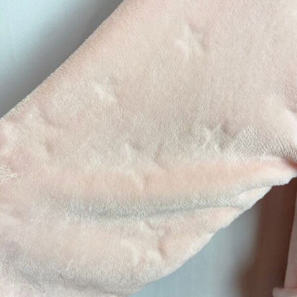 Tommy Hilfiger Pink Star Print Hooded Robe Sz L XL Soft Faux Fur Texture Pockets - Picture 7 of 11